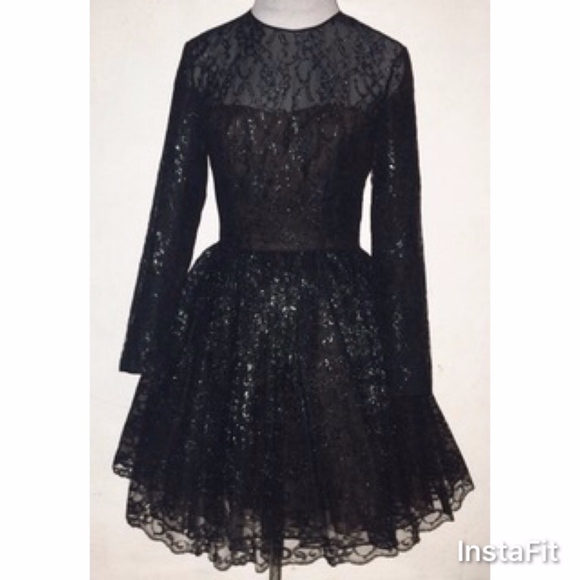 oscar de la renta black lace dress